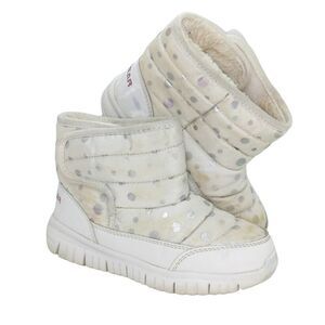 HobiBear Girls Siler & White Waterproof Shearling Lined Boots - Size 2.5